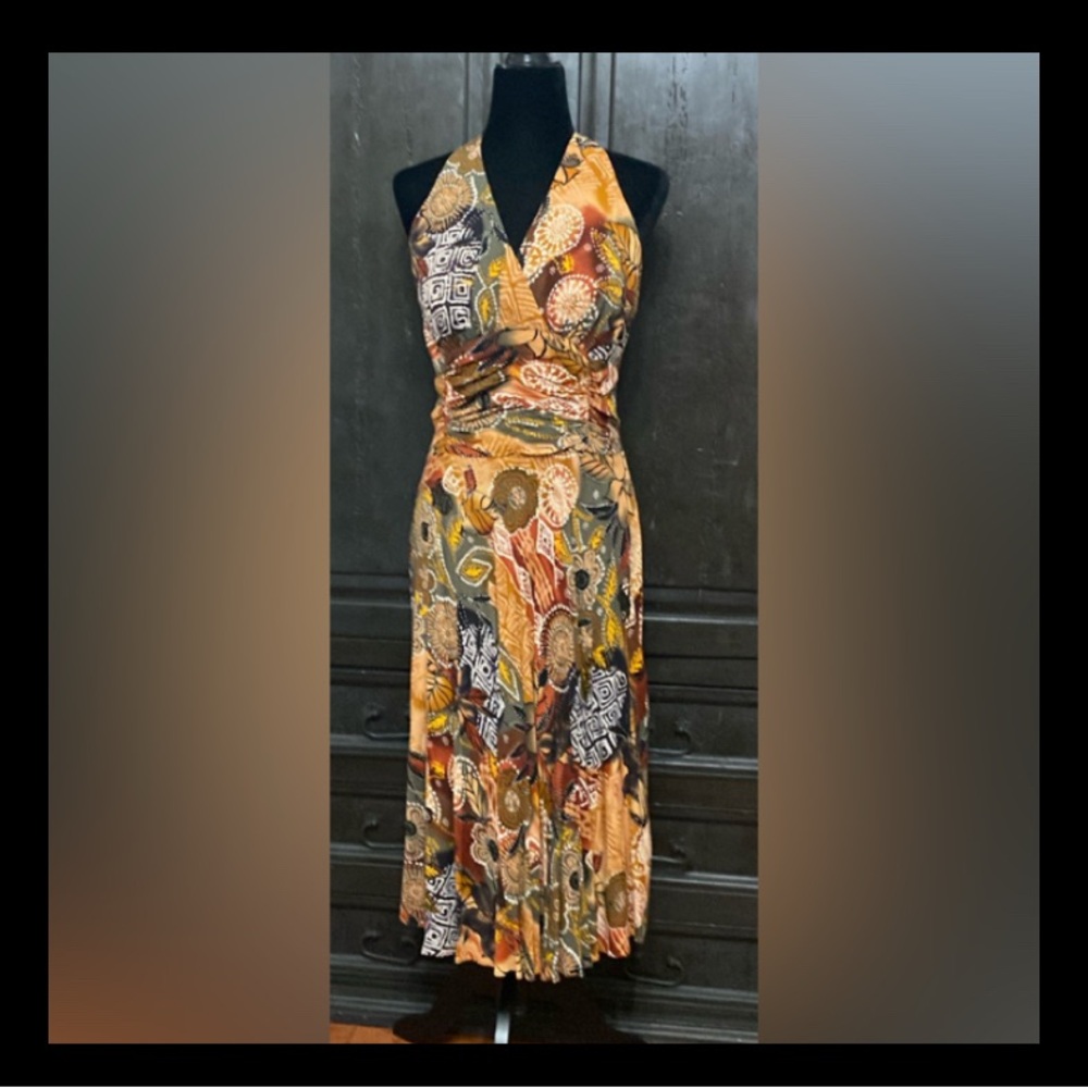 Studio 1940 shades of brown & black sleeveless & backless dress - Size 10